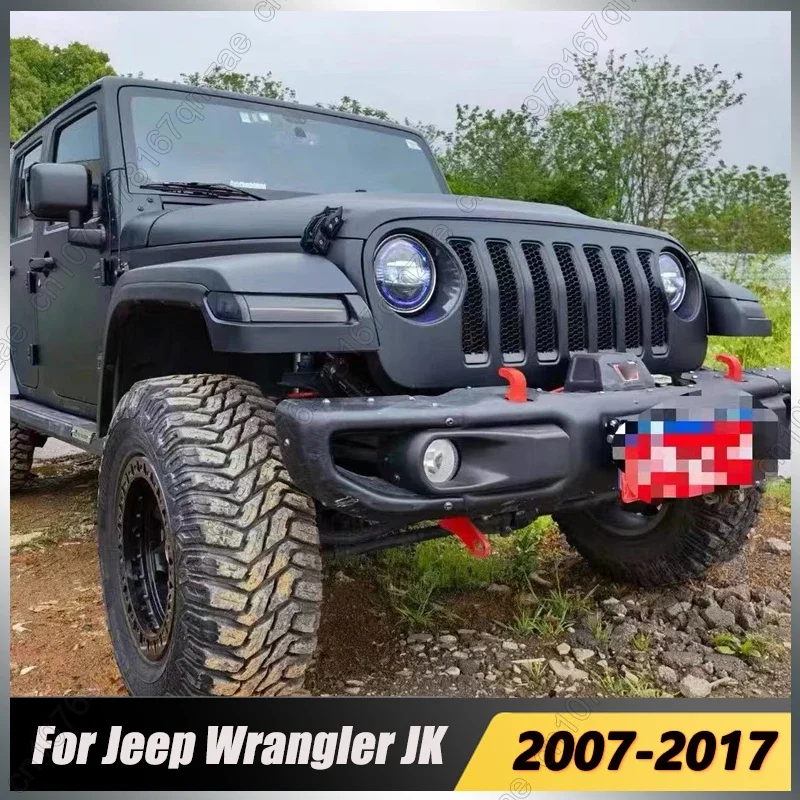 Upgrade Front Inlet Bumper Grille Racing Grill JL Style Matt Black Facelift For Jeep Wrangler JK 2007-2017 Exterior Tuning