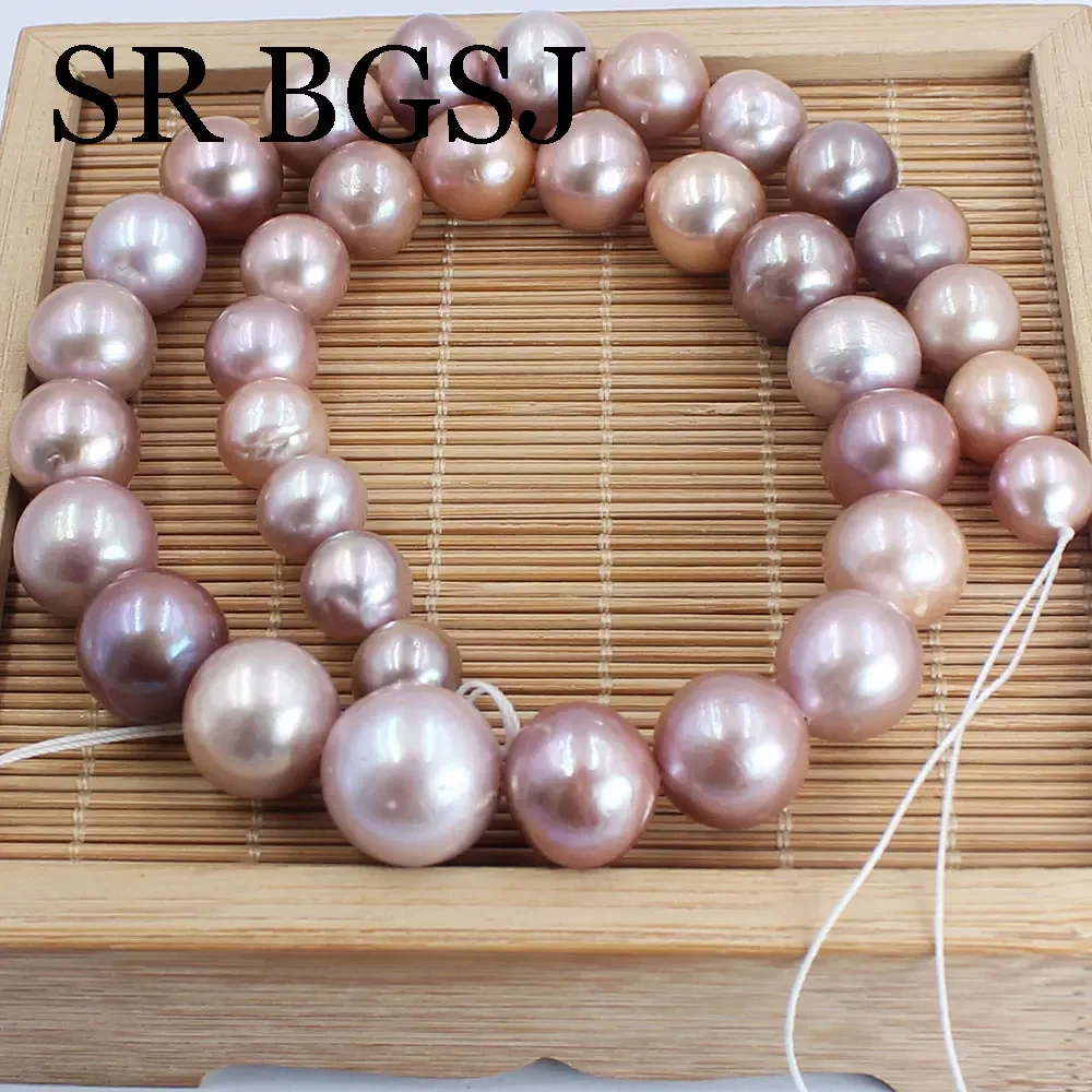 11-13mm 5A High Quality Round Purple Graduate Natural Freshwater Real Edison Pearls BeadS For Jewelry Making DIY Women Necklace