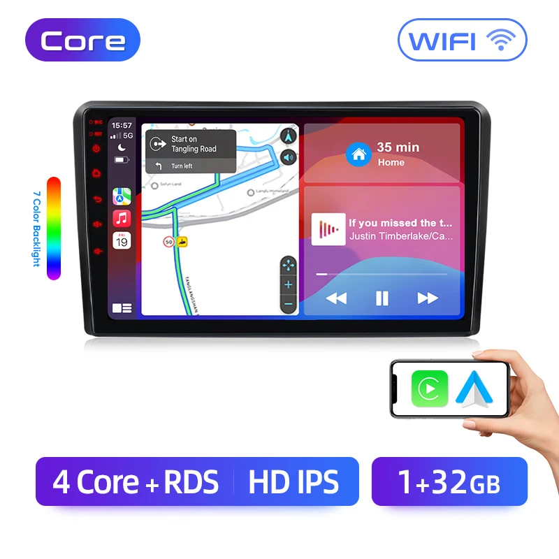 Junsun Draadloze CarPlay voor Apple Android14 Auto Radio voor SUZUKI Splash Ritz 2004-2010 Opel Agila 2008-2012 multimedia Stereo