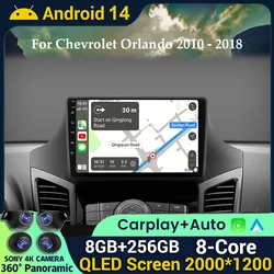 Android 14 Carplay Auto dla Chevrolet Orlando 2010 2011 2012 2013 2014 2015-2017 2018 Radio samochodowe Odtwarzacz multimedialny GPS Stereo DSP