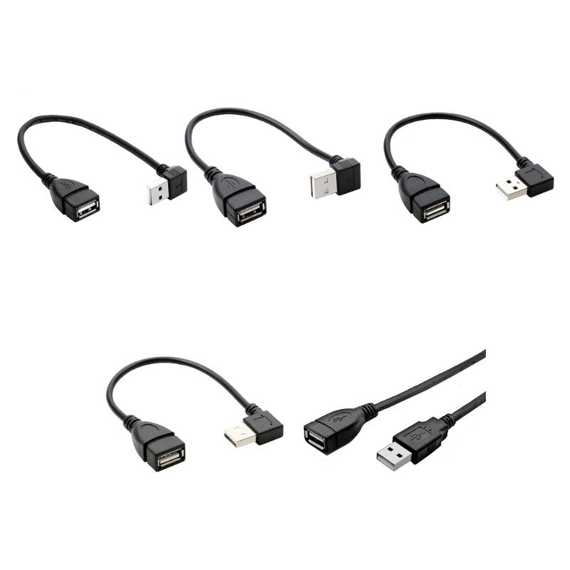 30cm USB2.0 Male to Female Adapter Cable 90 degree Angled Line for Digital Devices USB WiFi Dongles Charging Cord Data