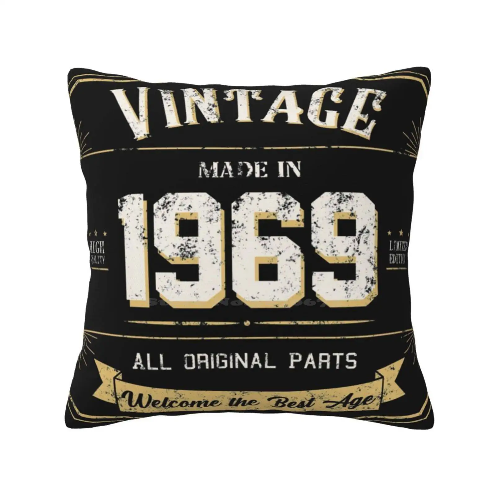 Copy Of Vintage Made In 1969 Welcome The Best Age Old Funny Cute Decor Square Pillowcase Best Birthday For Man Grandfather