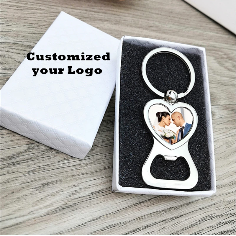 

Love Heart Keychain Bottle Opener Personalized Wedding Favor Souvenir Custom Photo Picture Key Holder Beer Bottle Openers