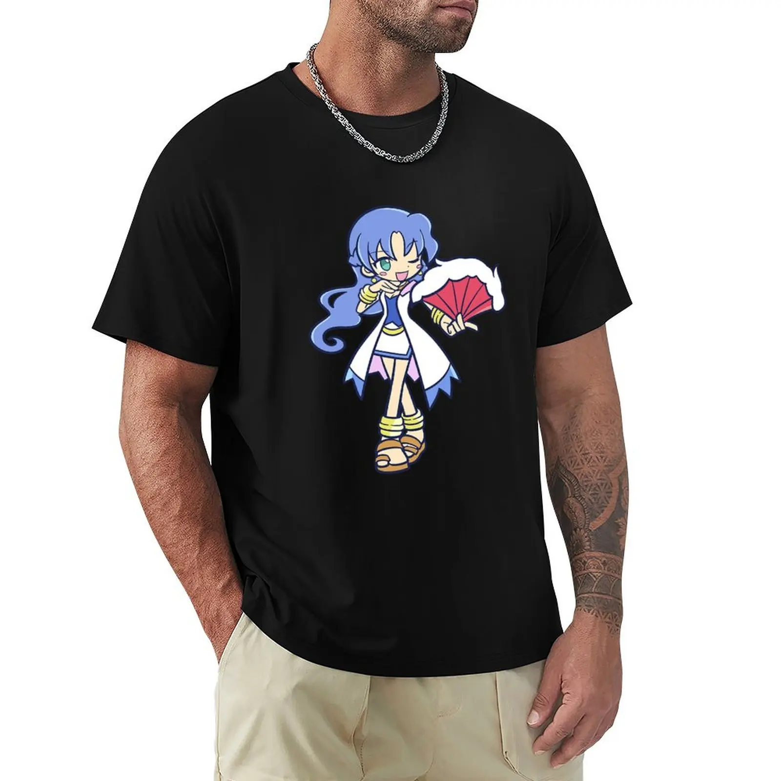 Camiseta Puyo Puyo king Ringo Sig Chibi, camiseta holgada de talla grande y alta