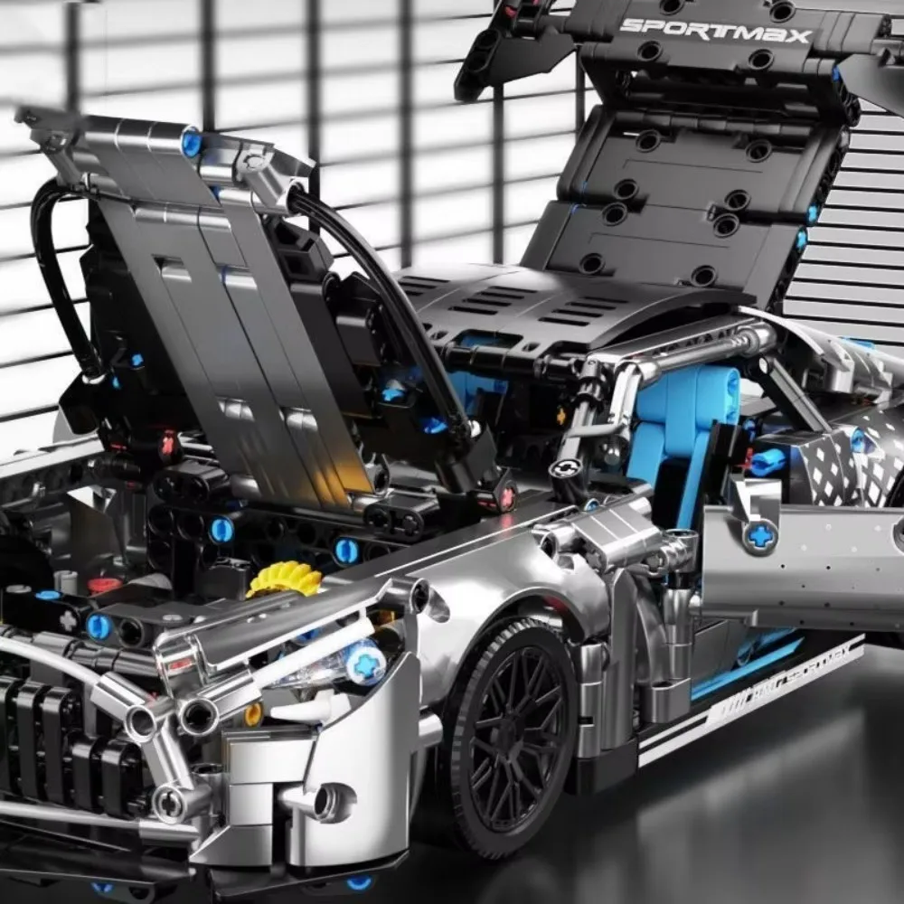 مجموعة مكعبات بناء سيارات السباق بمقياس 1:14 من Masondi - مجموعة نماذج 1466 قطعة للأولاد والكبار هدية عيد ميلاد قابلة للجمع