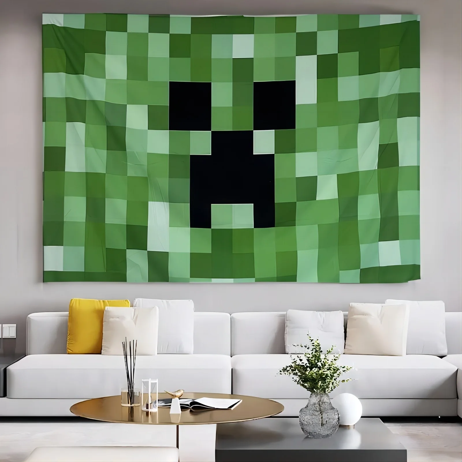 Minecraft Wall Decoration Wall Covering Wallpaper Tapestry Creeper Game Cartoon Animation Canvas Birthday Party Wall Decoration