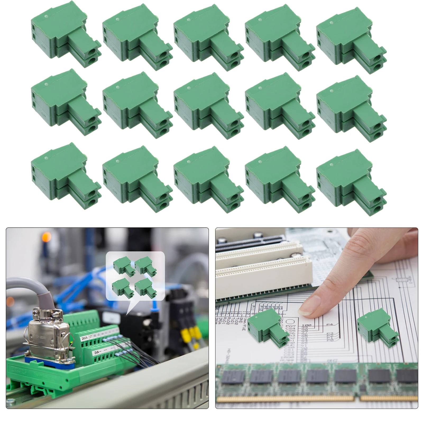 

50 Pcs PCB Terminal Blocks Connectors Electrical Accessories Right Angle Line Plug Straight Pin Screw Blocks Flame Retardant