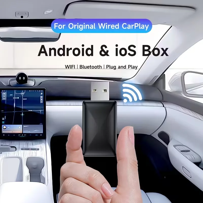 Carplay محول لاسلكي أندرويد السيارات 2in 1 الذكية دونغل 2025 5G WIFI آيفون أندرويد الهاتف لفولفو بنز Mg كيا شيري VW