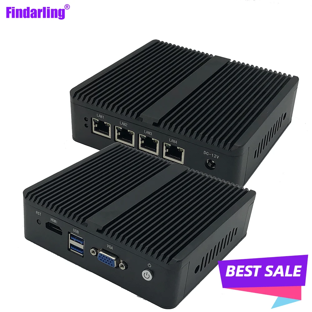 

Metal Case Fanless CPU E3825 Pfense Mini Router Server PC 4*1000M Intel I211NIC Lan Linux HD VGA Dual Display Desktop PC