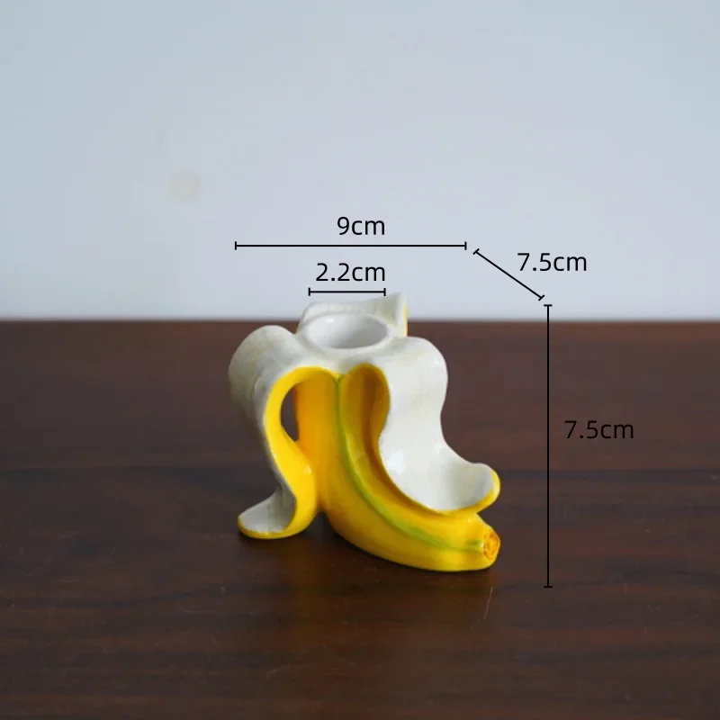 Arte creativa candeliere ceramica a forma di Banana cartone animato banane divertenti portacandele accessori per la decorazione della casa di