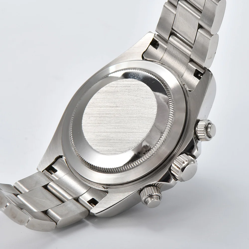 ที่กําหนดเอง VK63 นาฬิกา Chronograph กระจกแซฟไฟร์นาฬิกาผู้ชาย VK63 รูปแบบการพิมพ์การ์ตูนสแตนเลสนาฬิกาหน้าปัดสีขาว