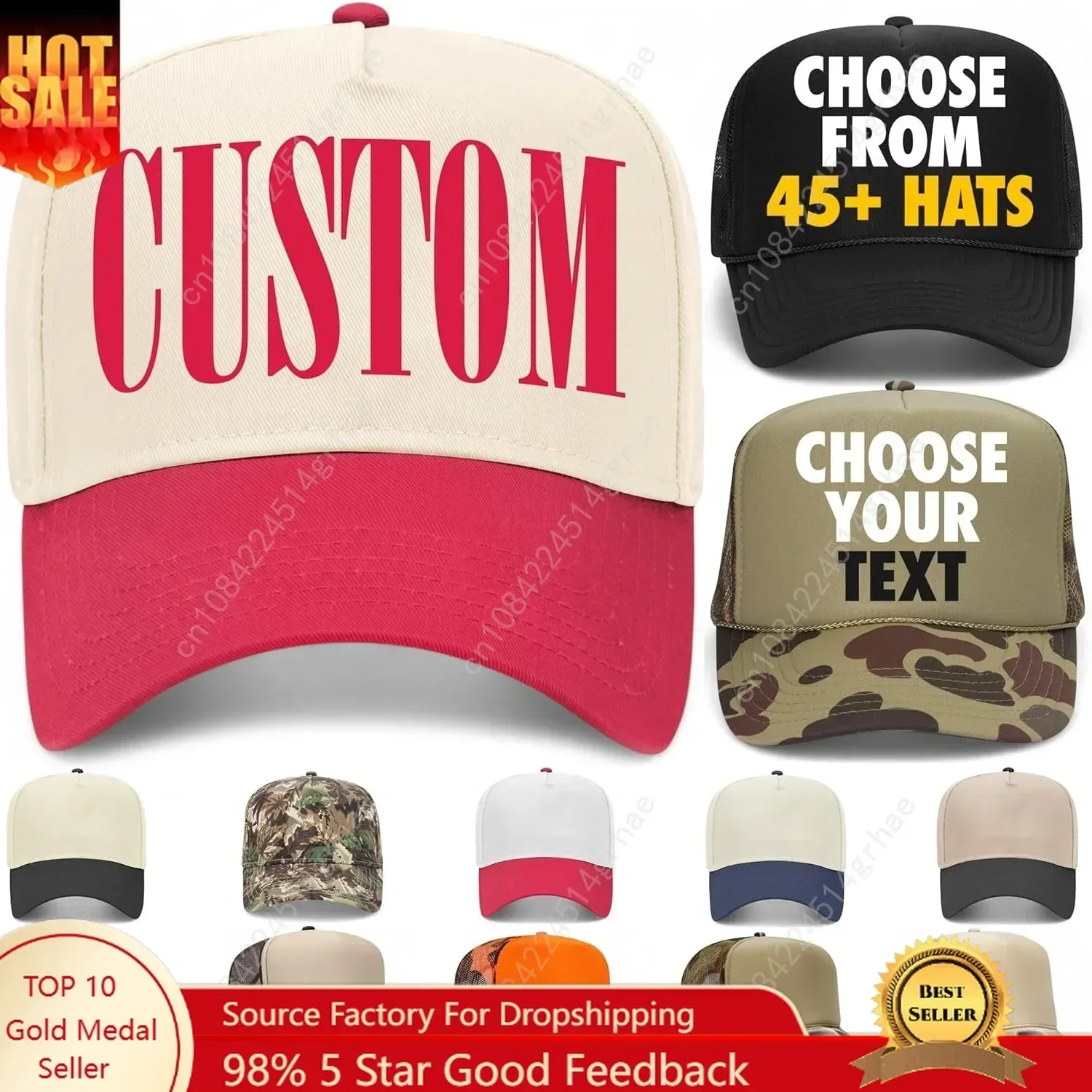 

Design Your Own Custom Serif Text Vintage Trucker Hat | Upload Your Word | Premium Snapback Baseball Hat for Men & Women Multi