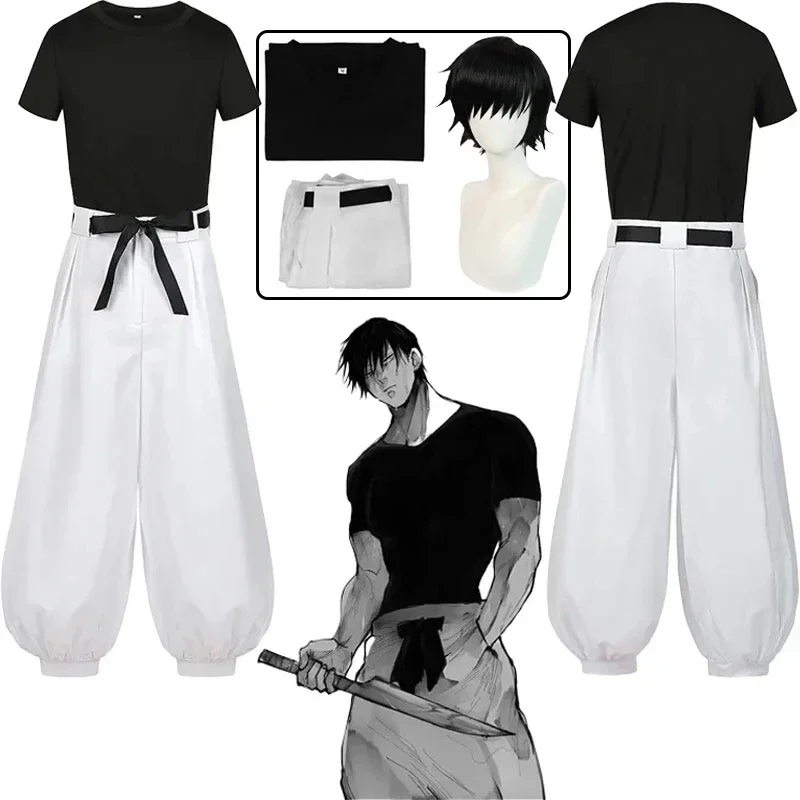 Anime Jujutsu Kaisen Fushiguro Toji Cosplay Costume Adult Unisex Short Sleeve Top Pants Suit Halloween Uniform Party