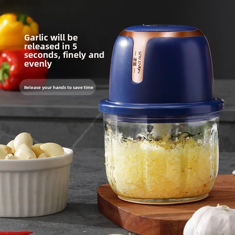 Six-Blade Fine Meat Grinder,  Large-Capacity Garlic Crusher, Safety Sensor Design, High-Power Kitchen Food Processor