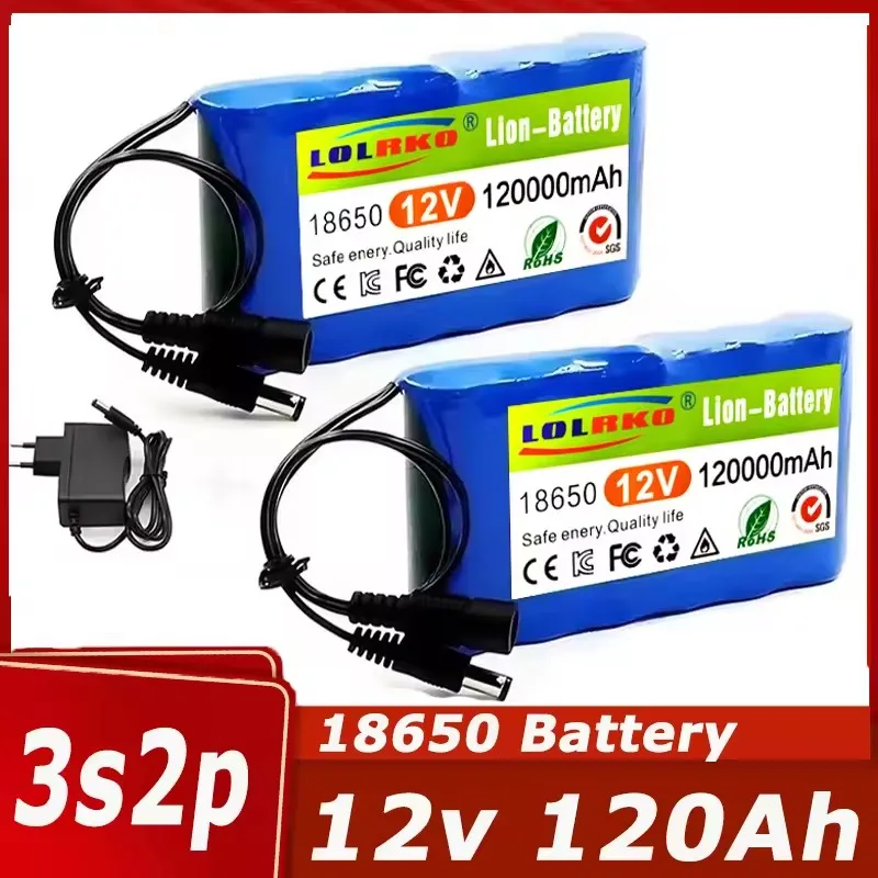 3S2P 12V 120Ah 18650 lithium-ion rechargeable battery with strong endurance and BMS protection board