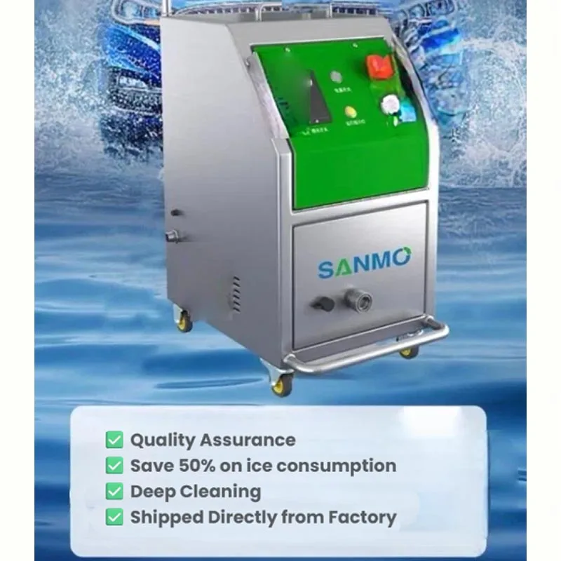 Máquina de Jateamento a Gelo Seco Móvel em Aço Inoxidável, Equipamento Industrial Ajustável para Limpeza a Gelo Seco (Personalizável)