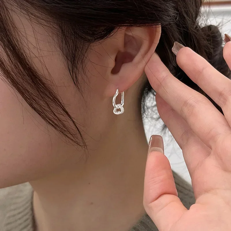

S925 Sterling Silver Korean version hollow heart love wave stud Earring for Women Fine Jewelry High Luxury Vintage Accessories