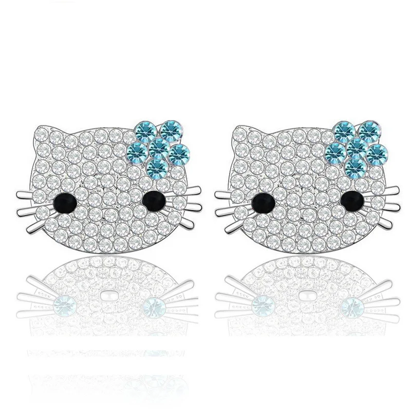 Hello Kitty Girl Ear Studs Harajuku Japan Y2k Spice Girl Ear Accessories Cute Diamond Studded KT Cat Stud Female Earrings Gift