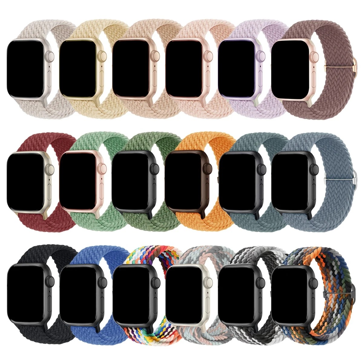 Braided Stretchy Adjustable Straps Compatible for Apple Watch Ultra 2/1 Band 38mm 40mm 41mm 42mm 44mm 45mm 49mm for Women Men