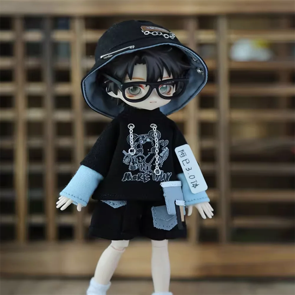 الحلزون 1/12 كبير 12 نقطة BJD ملابس دمى العصرية كول صياد قبعة أعلى السراويل نموذج Ashi 3.0 Beiming الجسم في الأوراق المالية