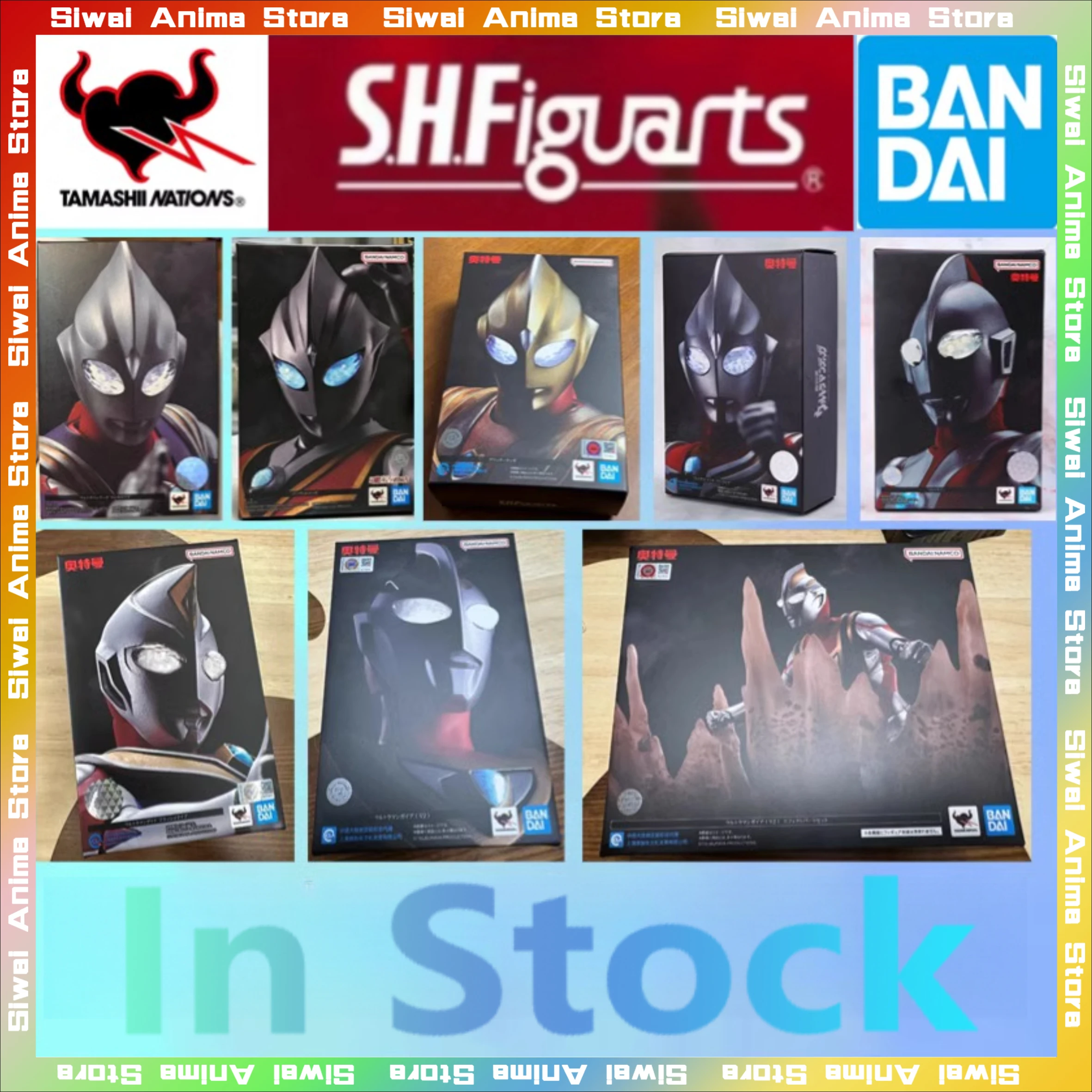 

Оригинальный BANDAI Ultraman Tiga Gaea Dyna с аксессуарами в упаковке S.H.Figuarts аниме фигурки коллекция модель игрушки подарки