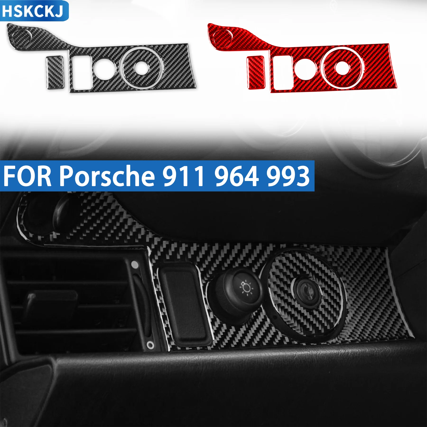 

FOR Porsche 911 964 993 1986-1998 Car Driver's Headlight Control Switch Panel Cover Real Soft Carbon Fiber Accessories Sticker