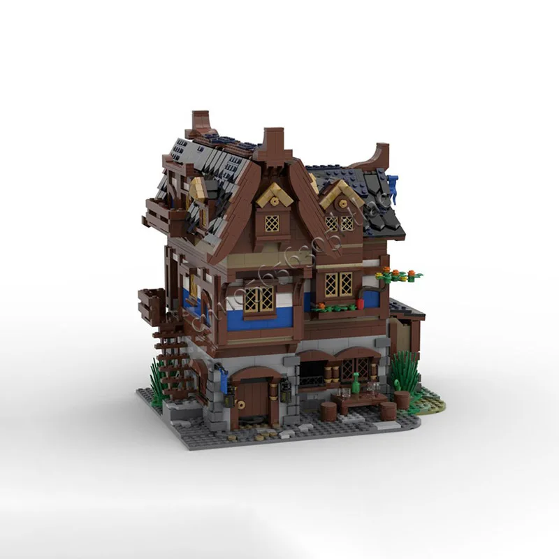 2326 PCS Medieval Tavern Inn Building Block Set Architecture Model Display Toy For Kids Educational DIY Assembly Birthday Gift