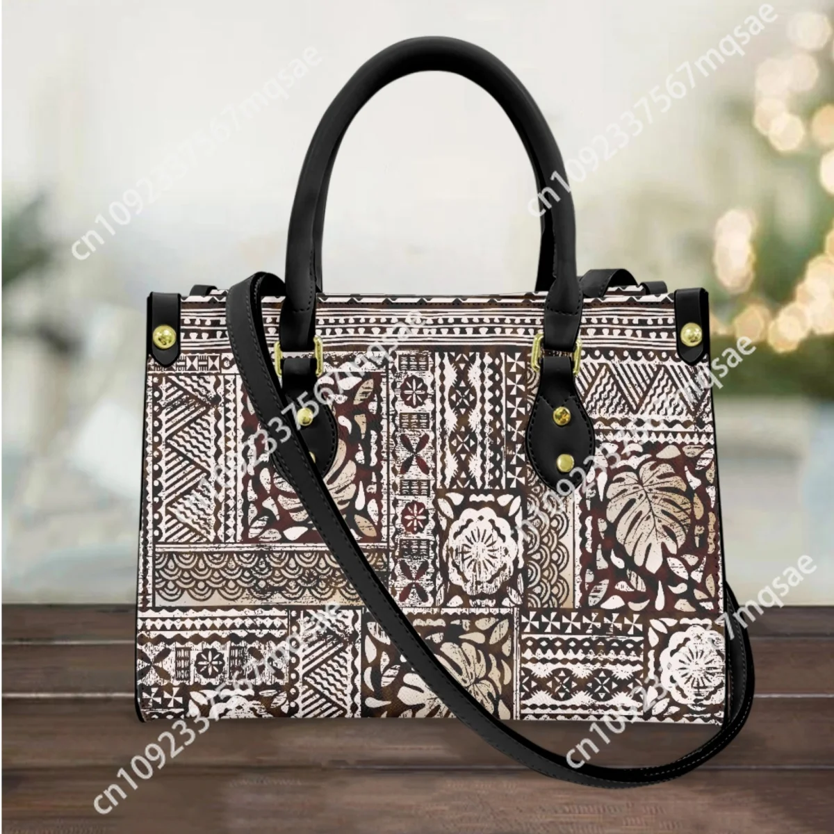 Polynesian Traditional Tribal Luxury Design Messenger Bag Retro PU Leather Casual Top Handle Clutch Coin Bags Fashion Handbag