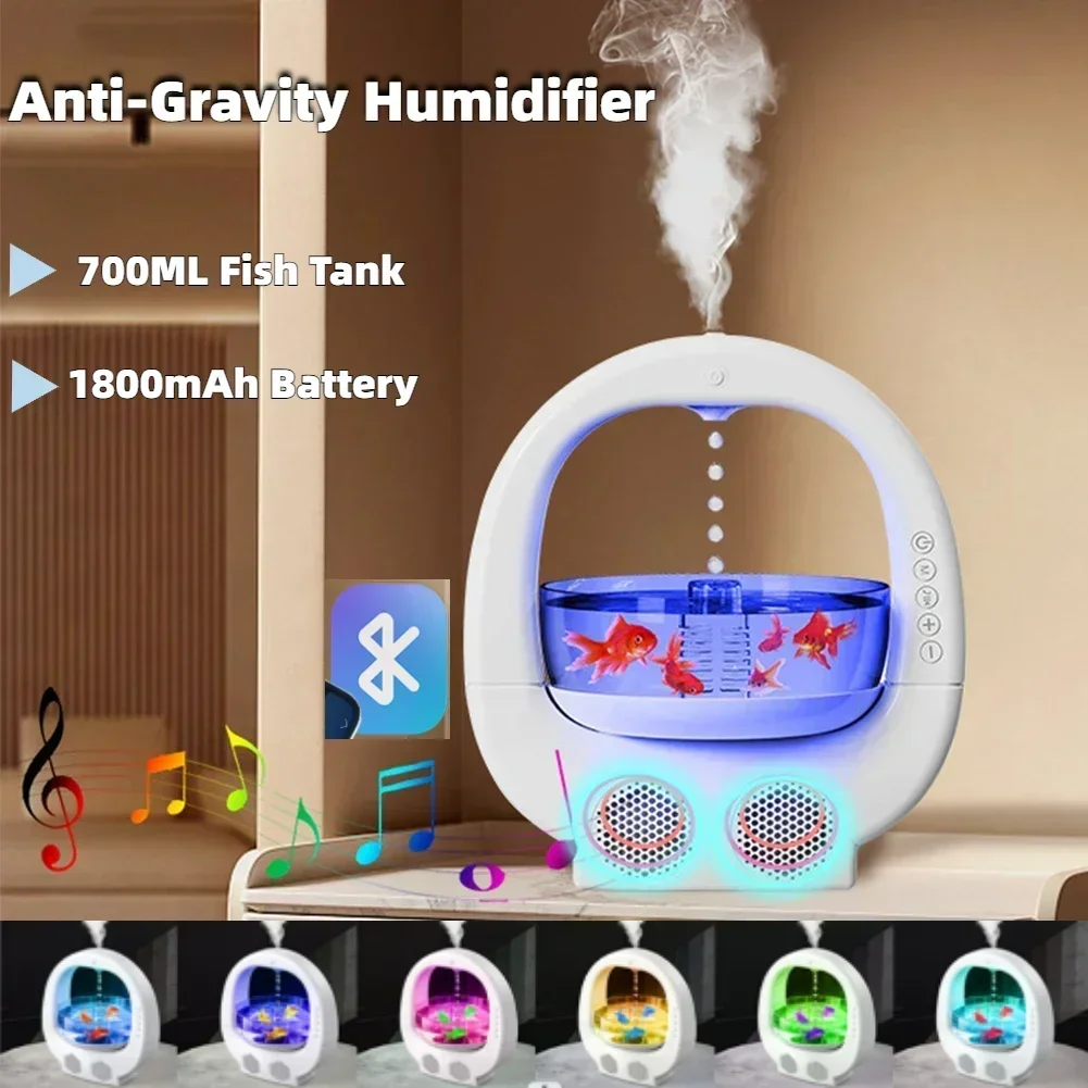 

New 4 In 1 Anti Gravity Air Humidifier with Bluetooth Audio Cool Mist Humidifier 700ml Aromatherapy Diffuser for Home Office