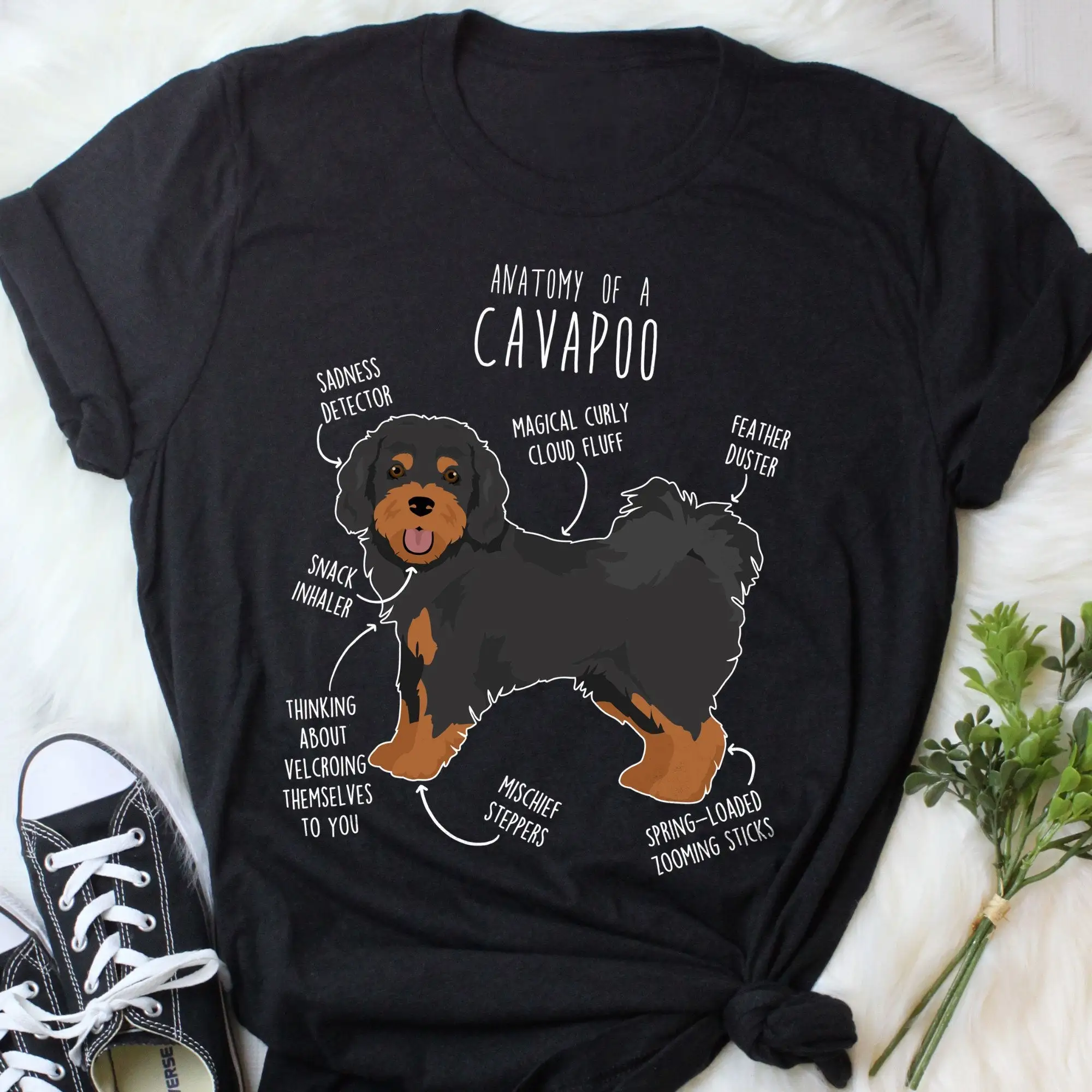 Black And Tan Cavapoo T Shirt Funny Dog Lover Cute Cavoodle Doodle Poodle Mix Pet Mom Dad