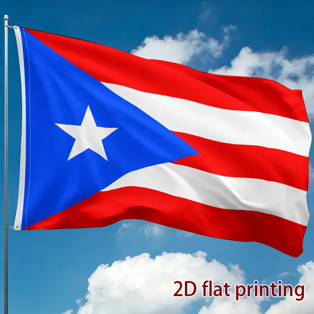 2D Flat 1pc Puerto Rico Flag Pattern Single-Sided Print, Fan Support Flag, National Themed Hanging Flag, Polyester Flag