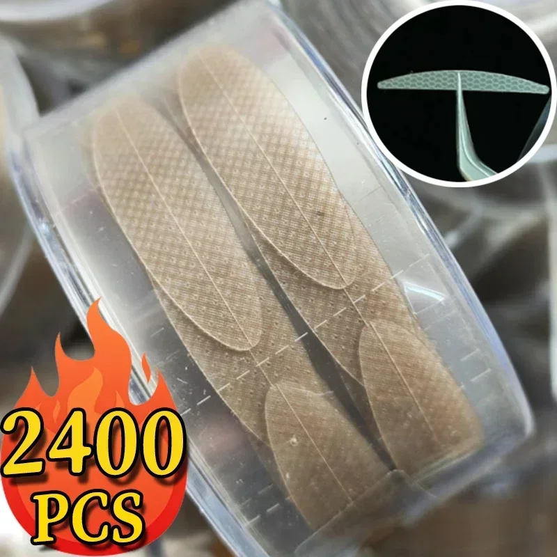 Invisible Double Eyelid Sticker 2400PCS Lace Eye Lift Strips Self-adhesive Double Eyelid Tapes Clear Beige Eye Tapes Makeup Tool