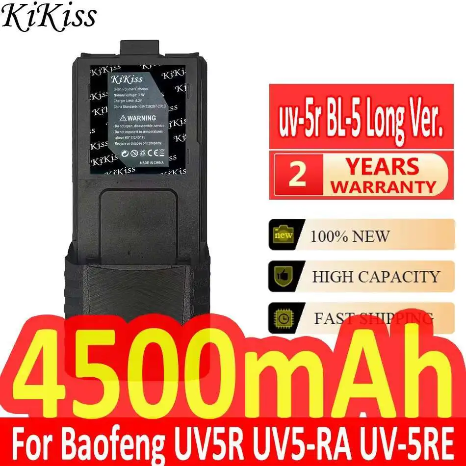 

Рация - Аккумулятор Talkie высокой емкости UV-5R BL-5 Long Ver. Надежная замена 4500 мАч для Baofeng UV5R UV5-RA UV-5RE