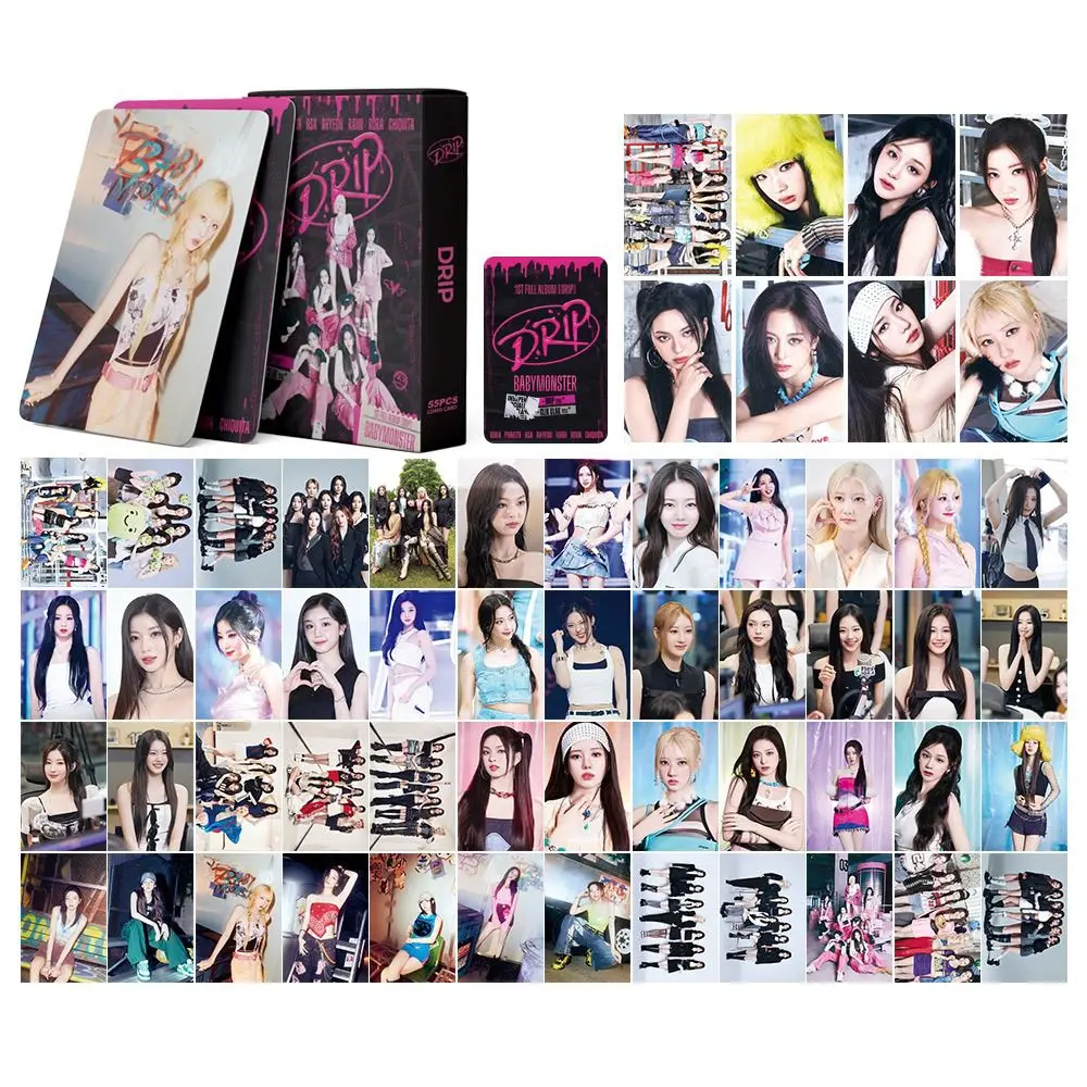 55pcs/set Kpop BABY MONSTER Lomo Cards New Photo Album DRIP RAMI AHYEON BABYMONSTER Photocards High Quality Poster Postcard Gift