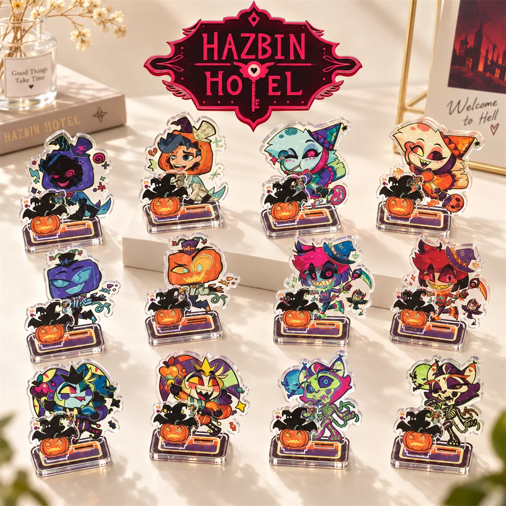 Hazbin Hotel 10cm Halloween Pumpkin Acrylic Stand Figures Keychain  Desktop Tabletop Ornament Anime Fans Collectible Gift