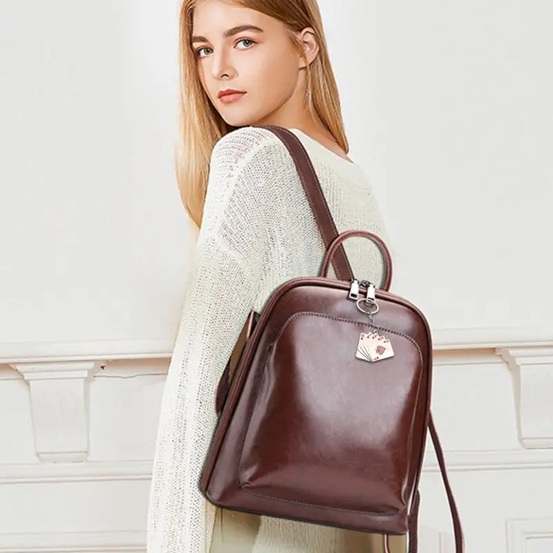 Playing Card Keychain Metal Poker Keyring Ornament Key Chain Playing Card Pendant Poker Enthusiasts For Adults Keys Backpacks