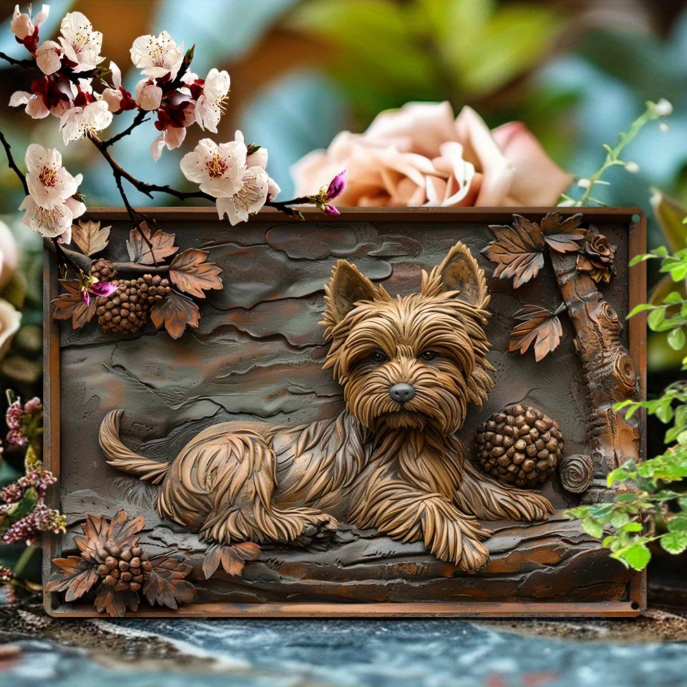 Yorkshire Terrier Vintage Metal Sign, Perfect For Spring/Summer Decor, Funny Apartment & Garden Accent, Ideal Birthday Gift