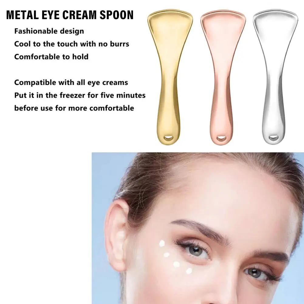 Mini espátula cosmética de Metal y Zinc, palillo curvo, crema de maquillaje, herramientas plateadas para el cuerpo, cuchara para ojos y cara, máscara dorada Cre I4Y4, 1 Uds.