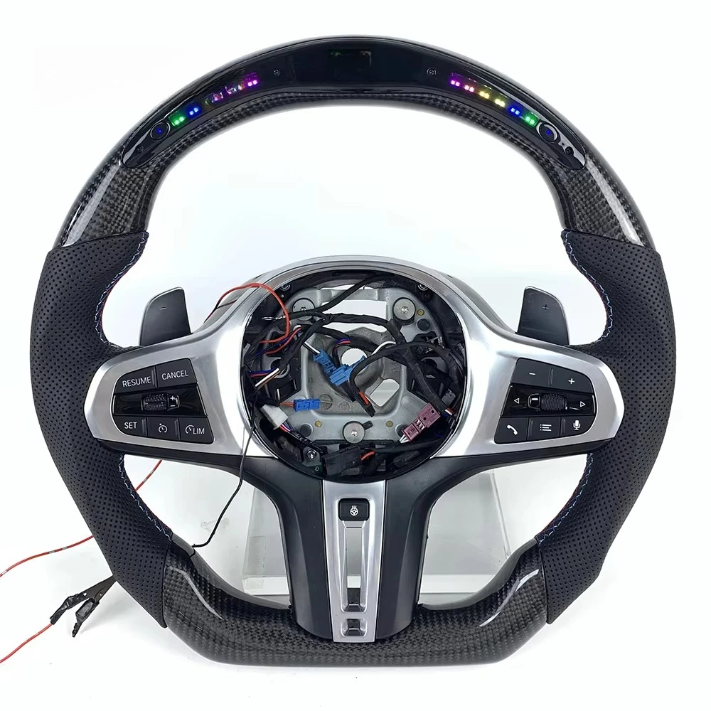 

Smart Light Emitting Diode Display Carbon Fiber Steering Wheel with Heating System Paddles,
