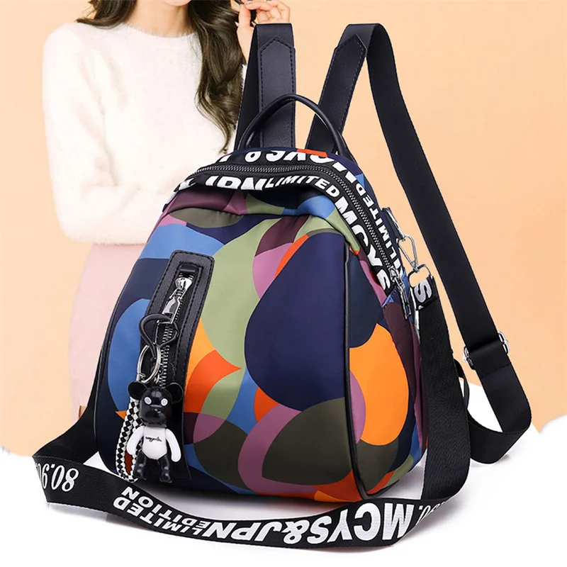 Mochila Oxford impermeável para mulheres, mochila feminina multifunções, anti-roubo, meninas, nova, 2022