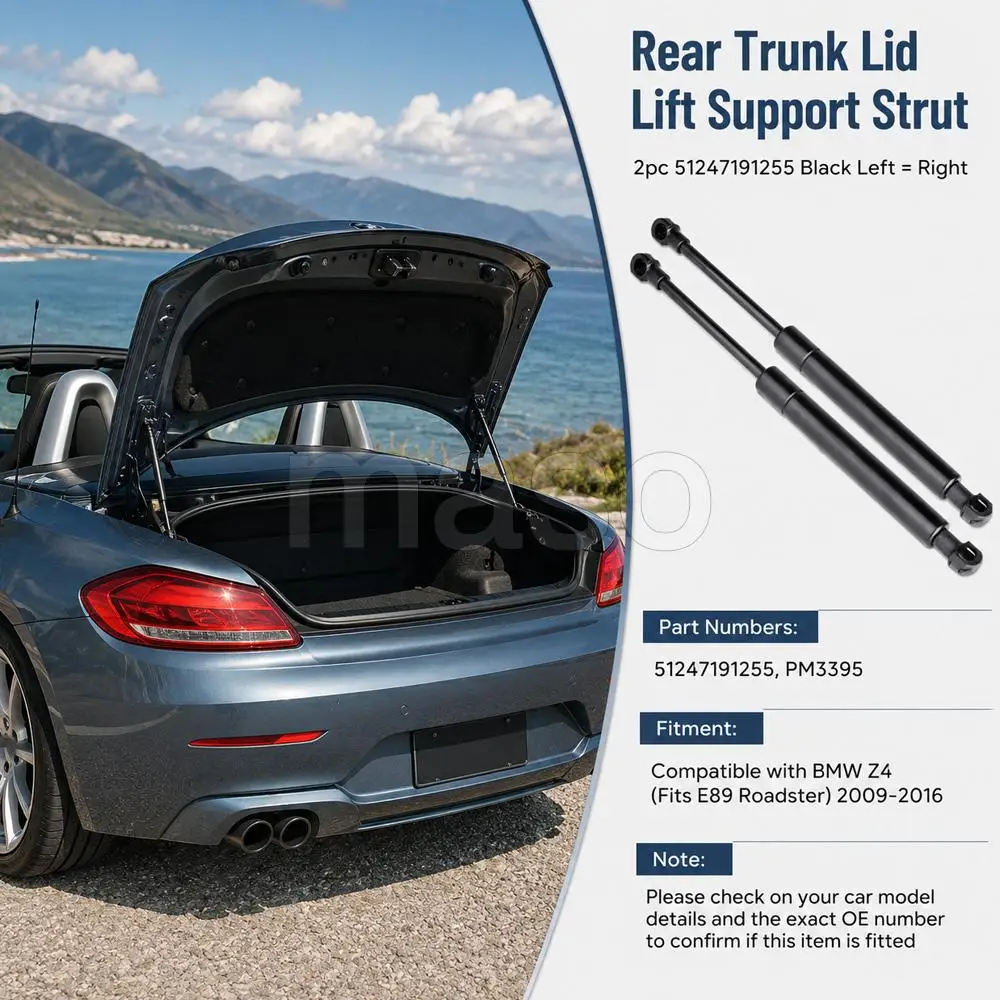 2pcs Car Rear Trunk Lid Lift Support Strut For BMW Z4 E89 Roadster 2009-2016 51247191255 PM3395 Durable accessories