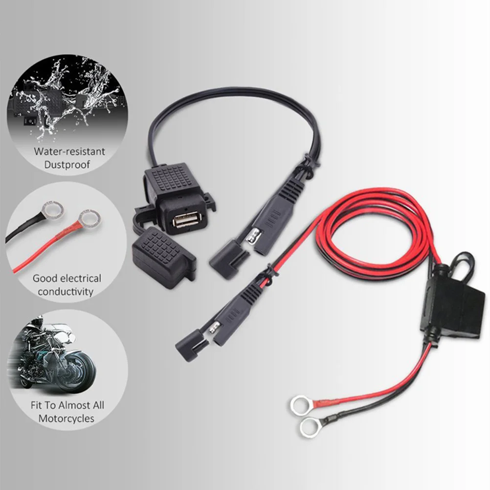 

Motorcycle Phone Black Sae To Usb Adapter For 12-24V Vehicles Fast Charging Waterproof Corrosion Resistant