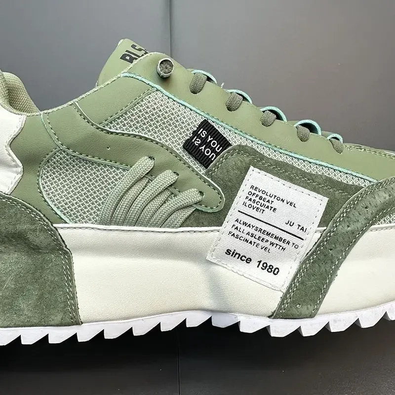 Zapatillas deportivas para Hombre, zapatos De plataforma De malla verde, informales, De Color sólido, a la moda, para las cuatro estaciones, novedad De 2024