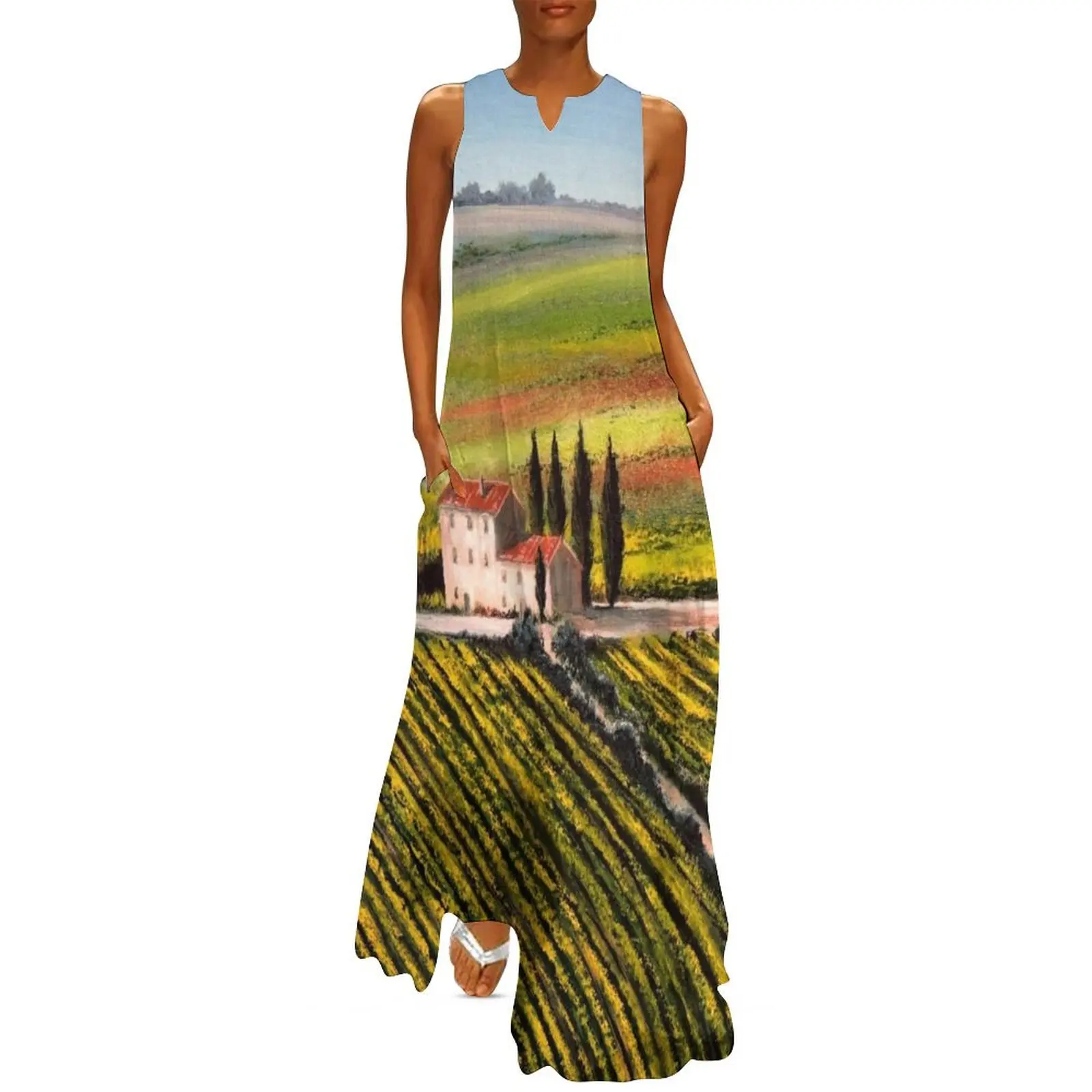 Tuscany - Vineyards Long Dress dress women elegant luxury dress summer 2025 women