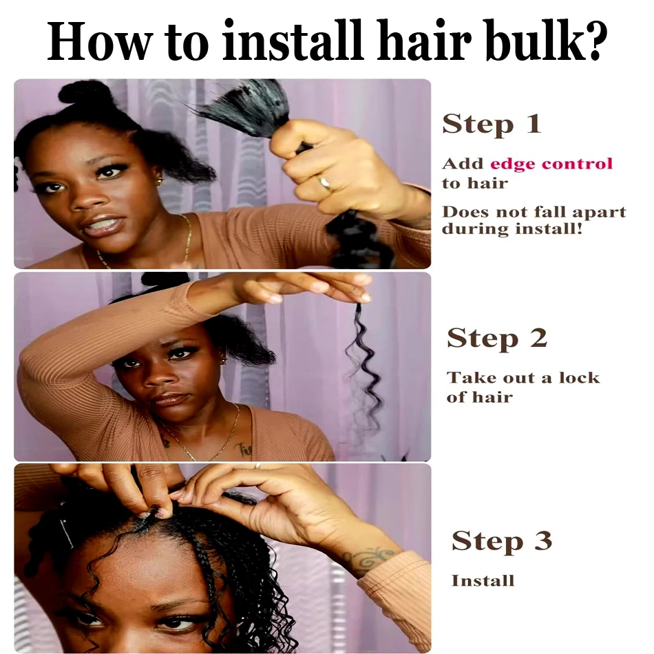 100% شعر تجديل بشري موجة عميقة السائبة لا لحمة عميق مجعد تجديل الشعر لضفائر بوهو شعر بشري لعذراء ملحقات 18 30 بوصة