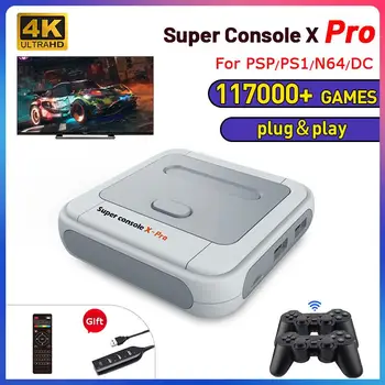 탑 레트로 와이파이 슈퍼 콘솔 X 프로 4K HD TV 비디오 게임 콘솔, PS1, PSP, N64, DC용, 117000 개 이상의 게임, 2.4G 무선 Best5 탑 레트로 와이파이 슈퍼 콘솔 X 프로 4K HD TV 비디오 게임 콘솔, PS1, PSP, N64, DC용, 117000 개 이상의 게임, 2.4G 무선 Best5