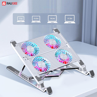 Laptop Cooler For Notebook RGB Gaming Ice Cooling Pad Aluminum Alloy Heat Sink 11-17 inch Foldable Laptop Stand 4 Fans Radiator