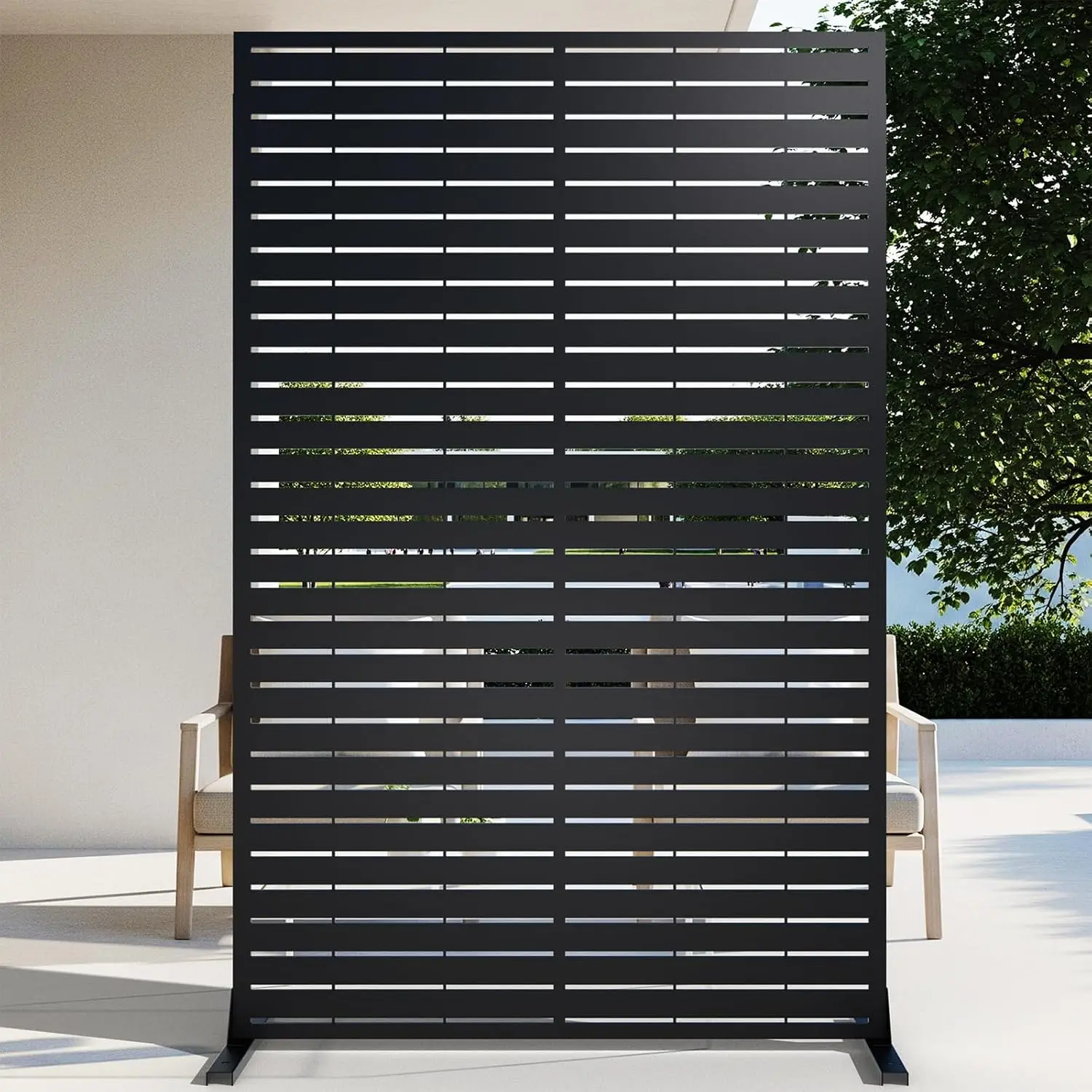 Outdoor Privacy Screen Freestanding Metal Fence Panel Decorative Patio Garden Divider Weather Resistant Louvered Art Pattern Yard Balcony Enclosure Set