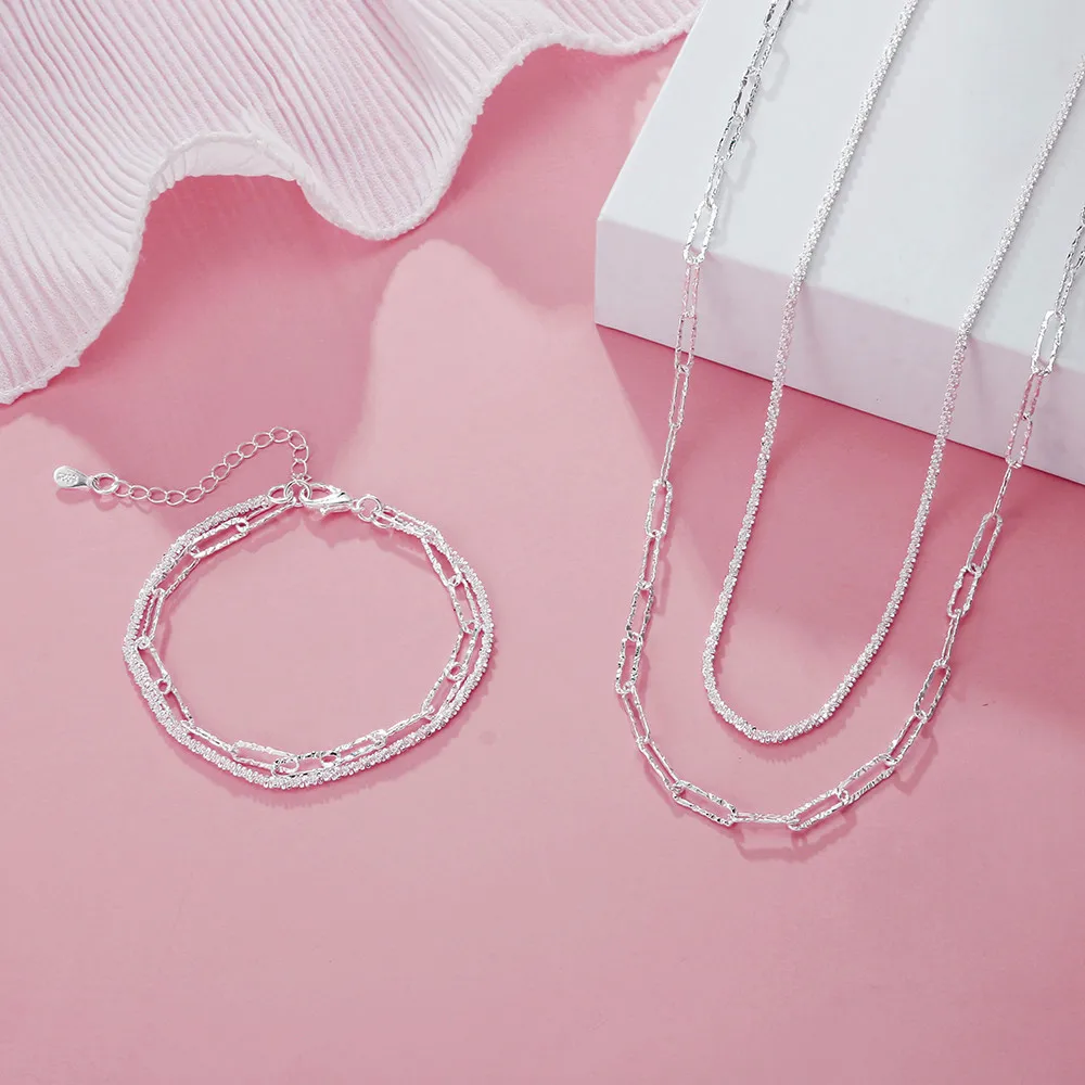 

Original 925 Sterling silver Beautiful bracelets necklaces for women fashion designer party wedding Jewelry sets gifts