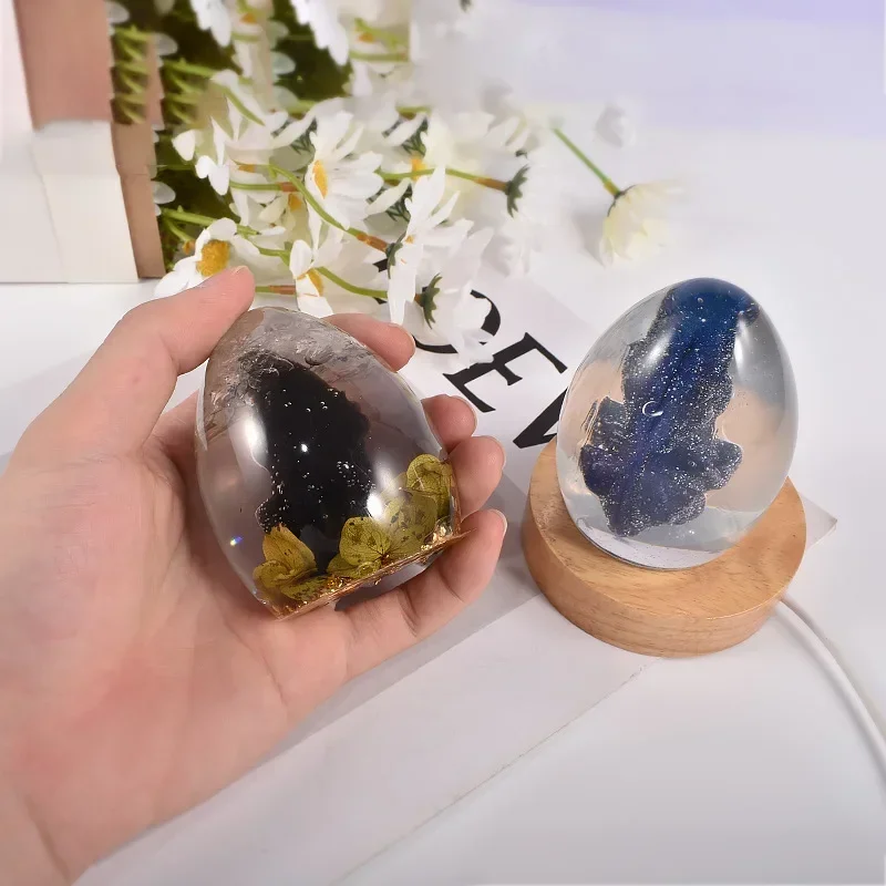 2pac 3D dragon egg silicone casting mold and lamp holder, DIY crystal lava dragon egg epoxy resin home decoration mold